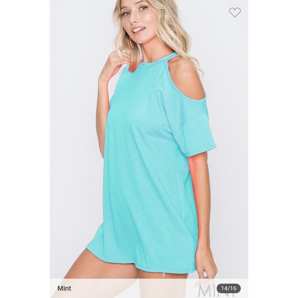 Heimish‎ Mint Cold Shoulder Tee Large